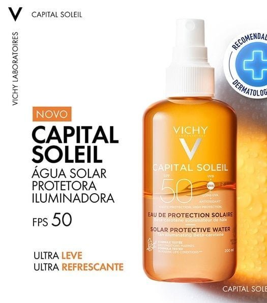 Água solar protetora iluminadora Corporal FPS 50 200ml