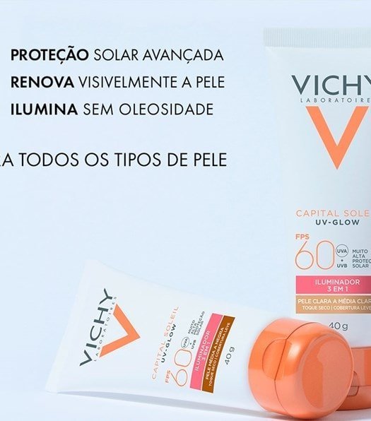 Protetor Solar Facial UV-Glow FPS60 Com Cor 40g